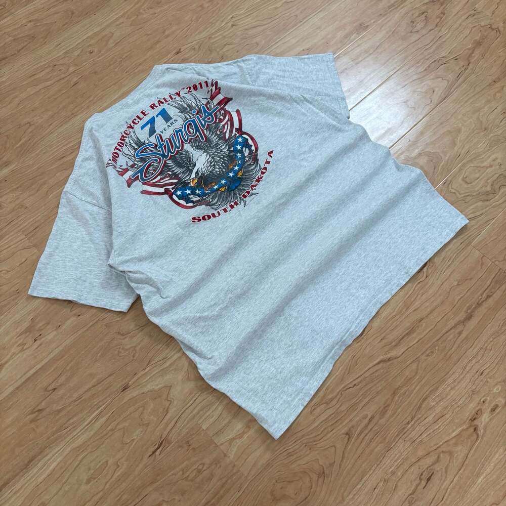 Anvil Vintage 2011 Sturgis Motorcycle Rally South Dakota Eagle T-Shirt Grey 2X